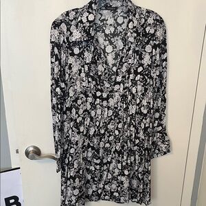 Zara Black and White Floral Mini Dress